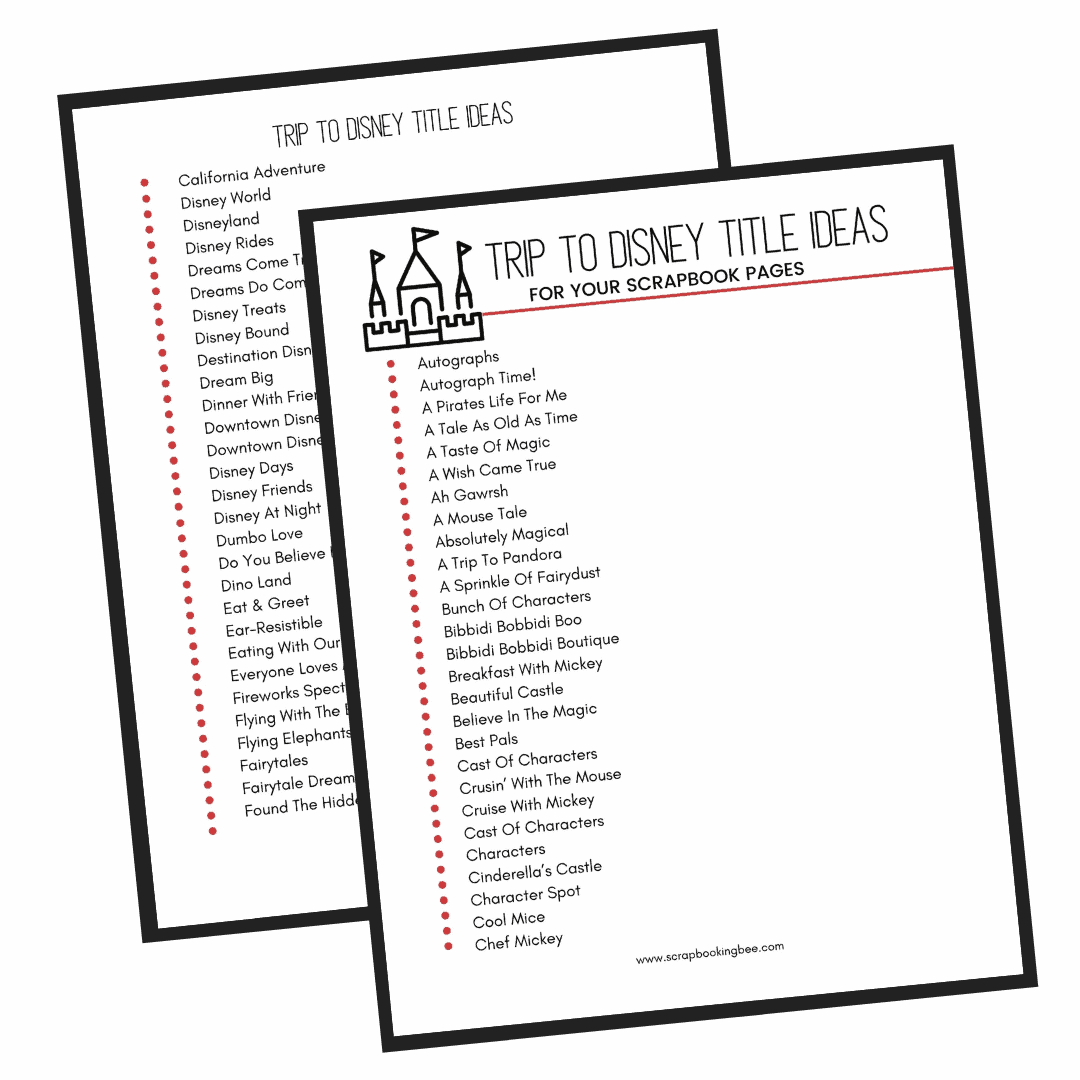 Title Ideas For Your Disney Scrapbook Pages Scrapbooking Bee