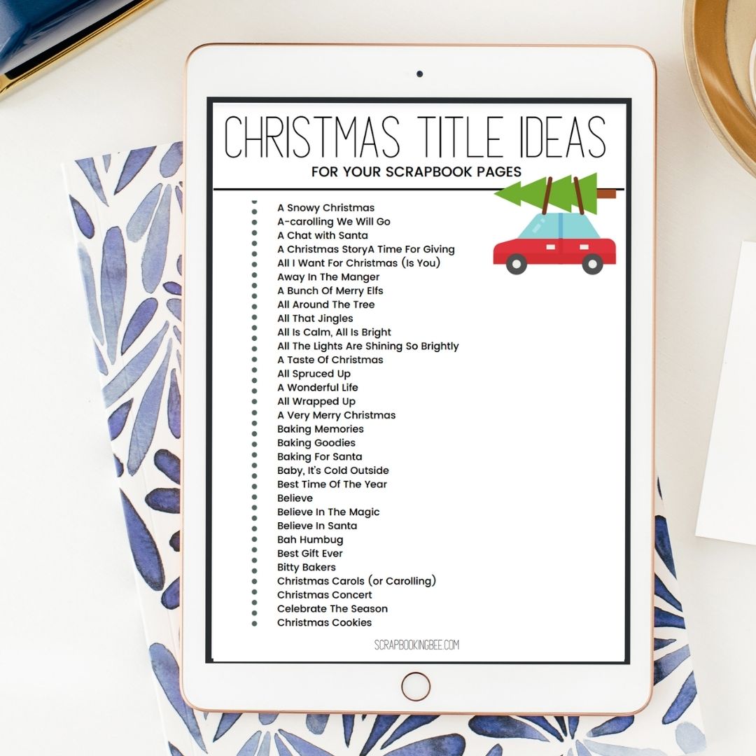 an iPad showing the Christmas title ideas list