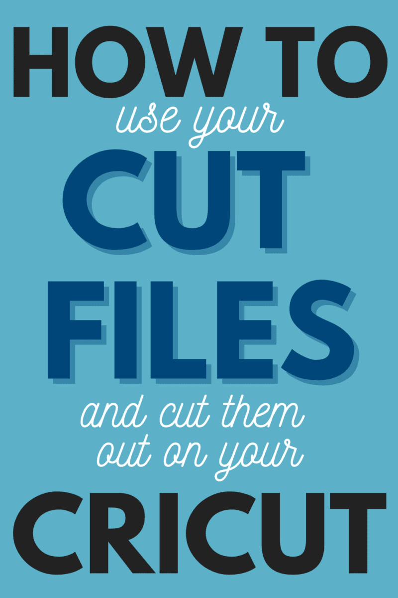 A pin image for Pinterest about how to use cut files and cut them out with your Cricut machine. 