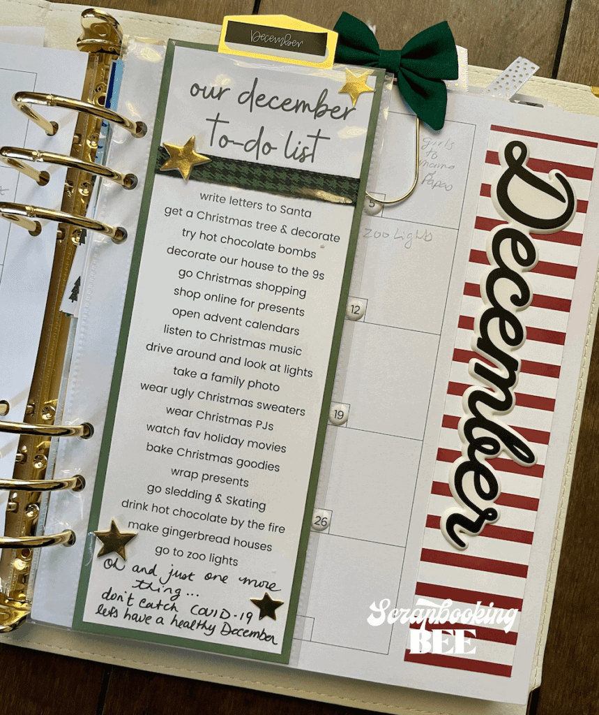 our December To-Do List  that I created for my 2020 December Daily album.
