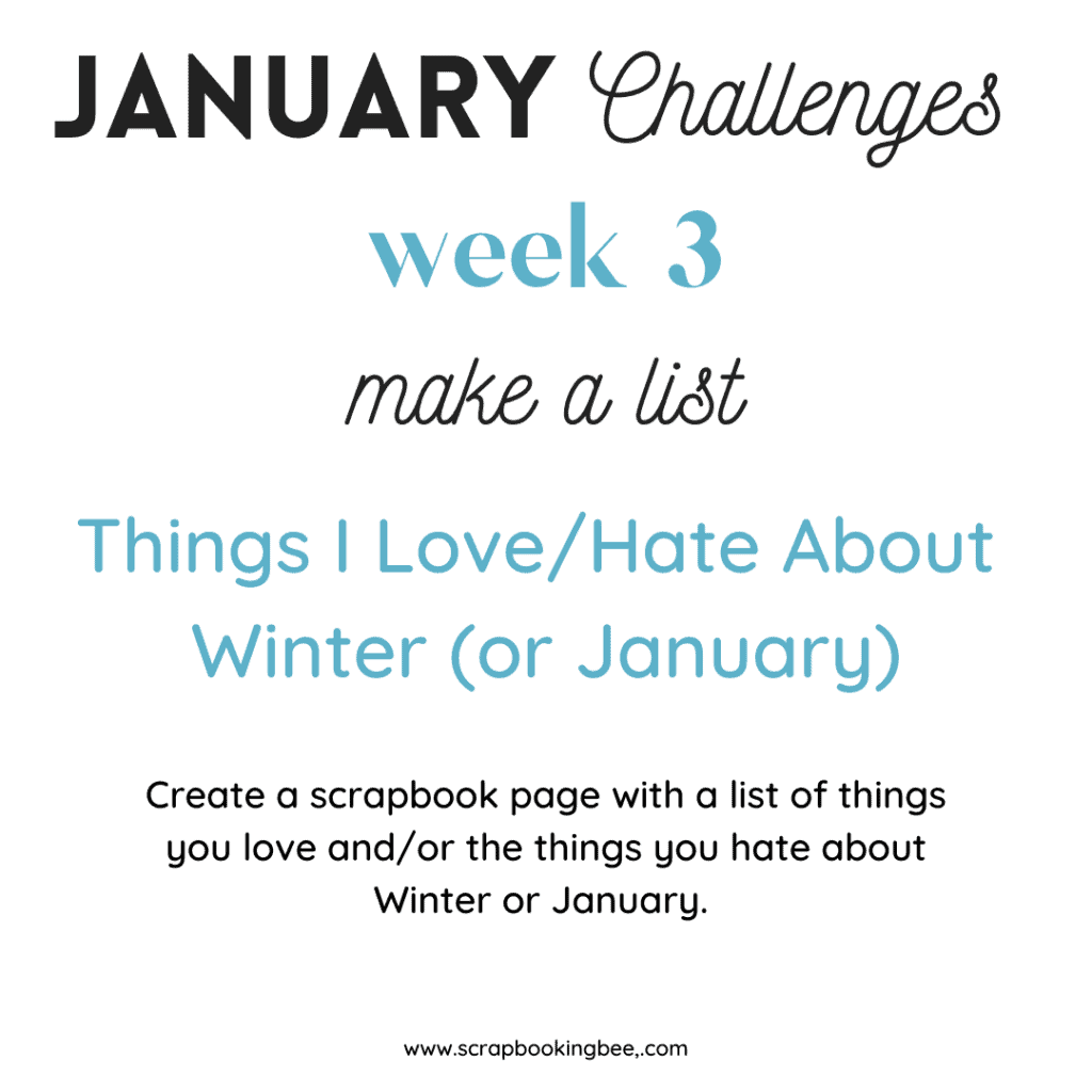 january Week 3 Scrapbook Challenge make a list about winter