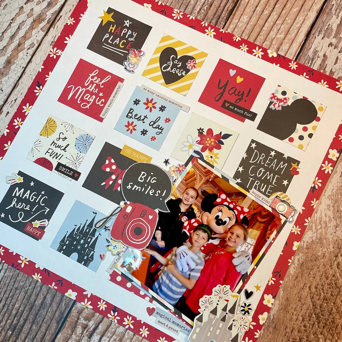 A grid design layout featuring a MInnie meet and greet at Disneyland.