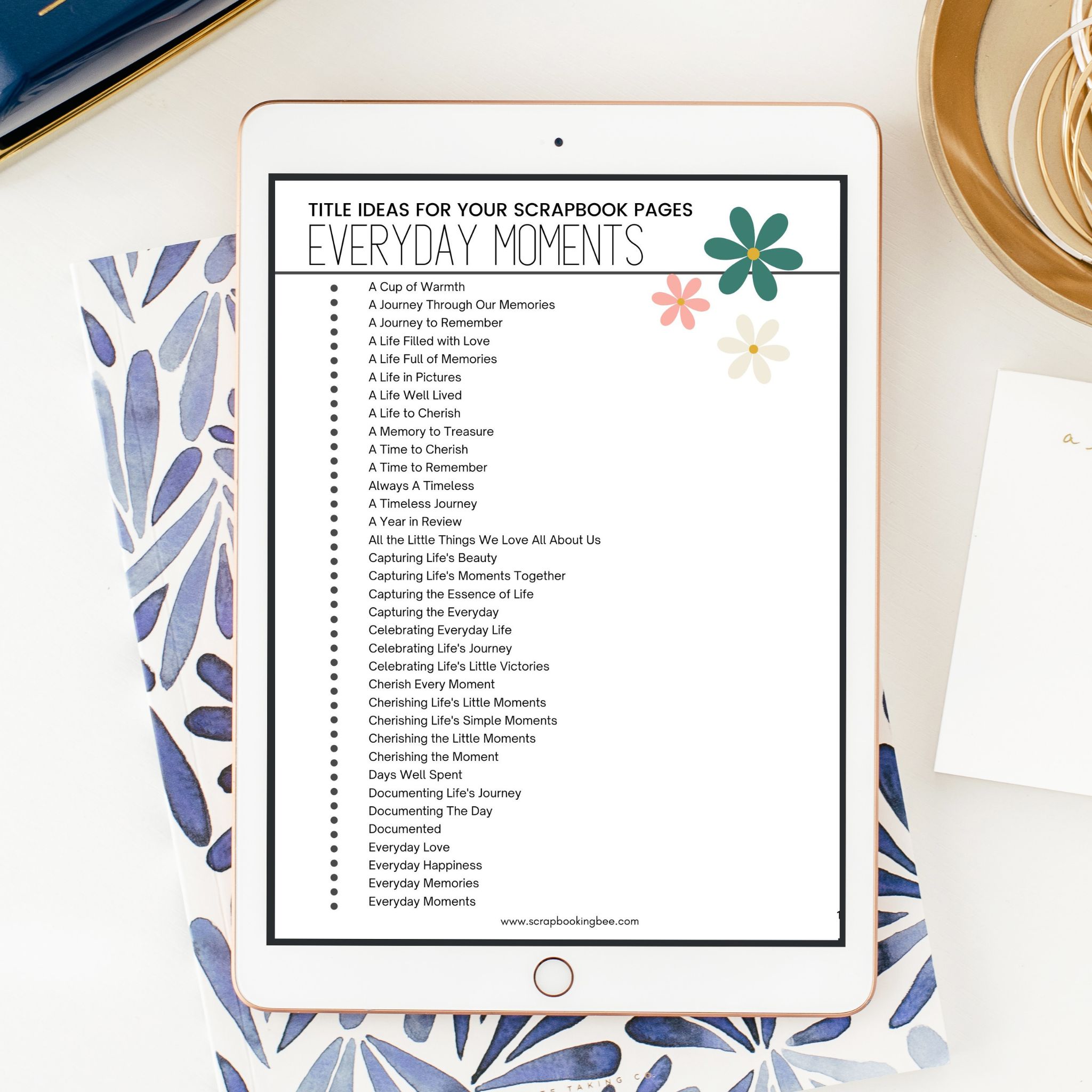 A printable list of scrapbook page titles for everyday moments in your life. 